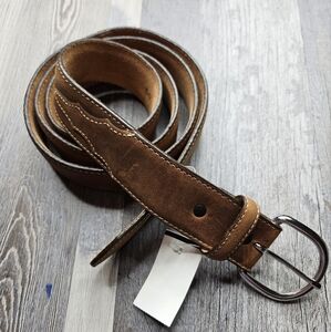 Justin NEW Brown Leather Belt Silver Buckle Size 50